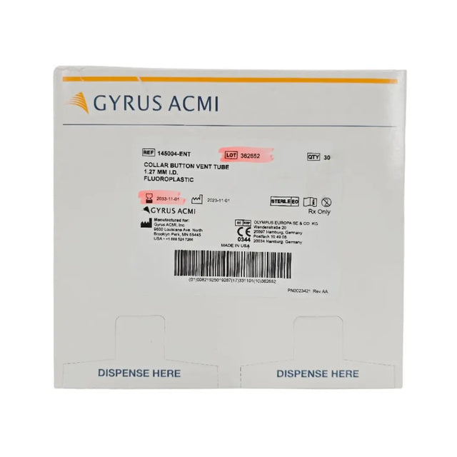 Gyrus ACMI 145004-ENT Collar Button Vent Tube 1.27mm I.D. BX/30 Gyrus ACMI
