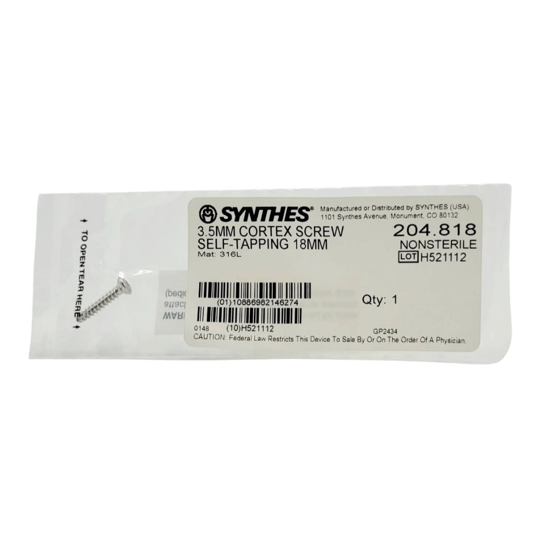 Synthes  204.818 3.5MM Cortex Screw Self Tapping 18MM