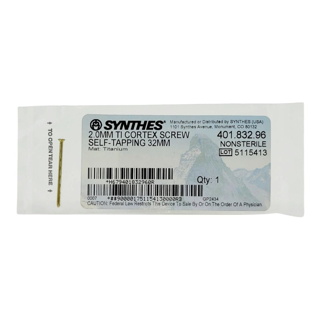 Synthes 401.832.96 2.0MM TI Cortex Screw Self Tapping 32MM