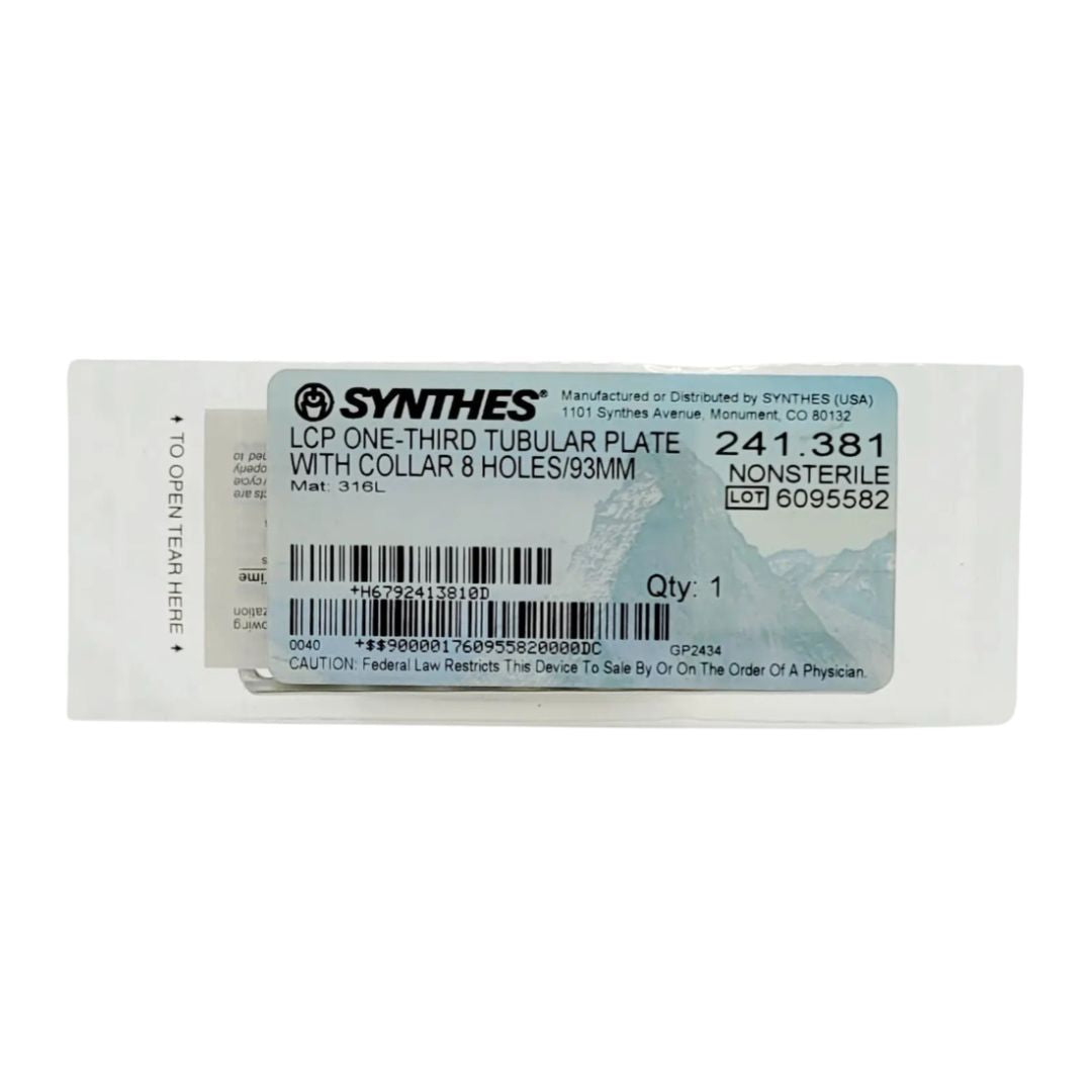 Synthes 241.381 LCP One-Third Tubular Plate With Collar 8 Holes/93MM