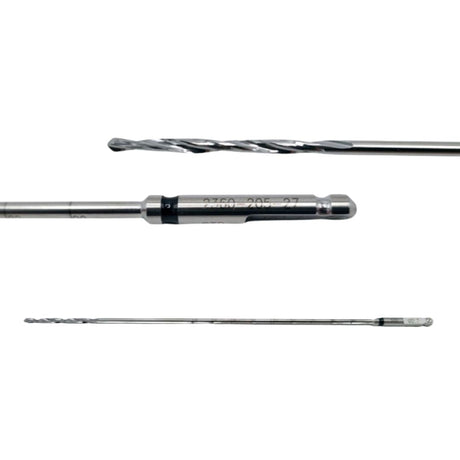 Set of drill bits on a white background