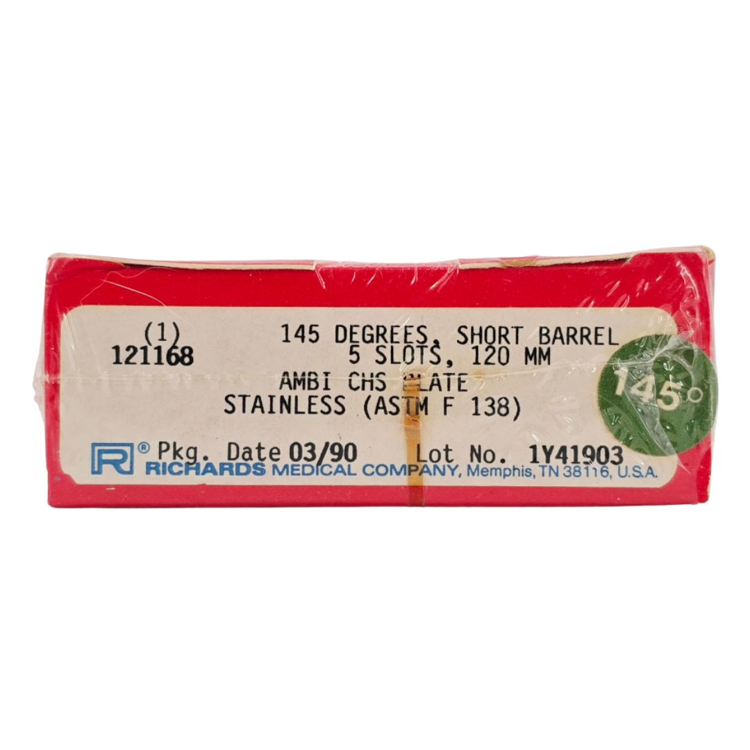 Smith & Nephew Richards 121168 Ambi CHS Compression Hip Screw Plate 145° 5 Slots 120mm Short Barrel BX/1