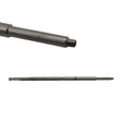 Two black metal cylindrical objects on a white background