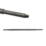Two black metal cylindrical objects on a white background