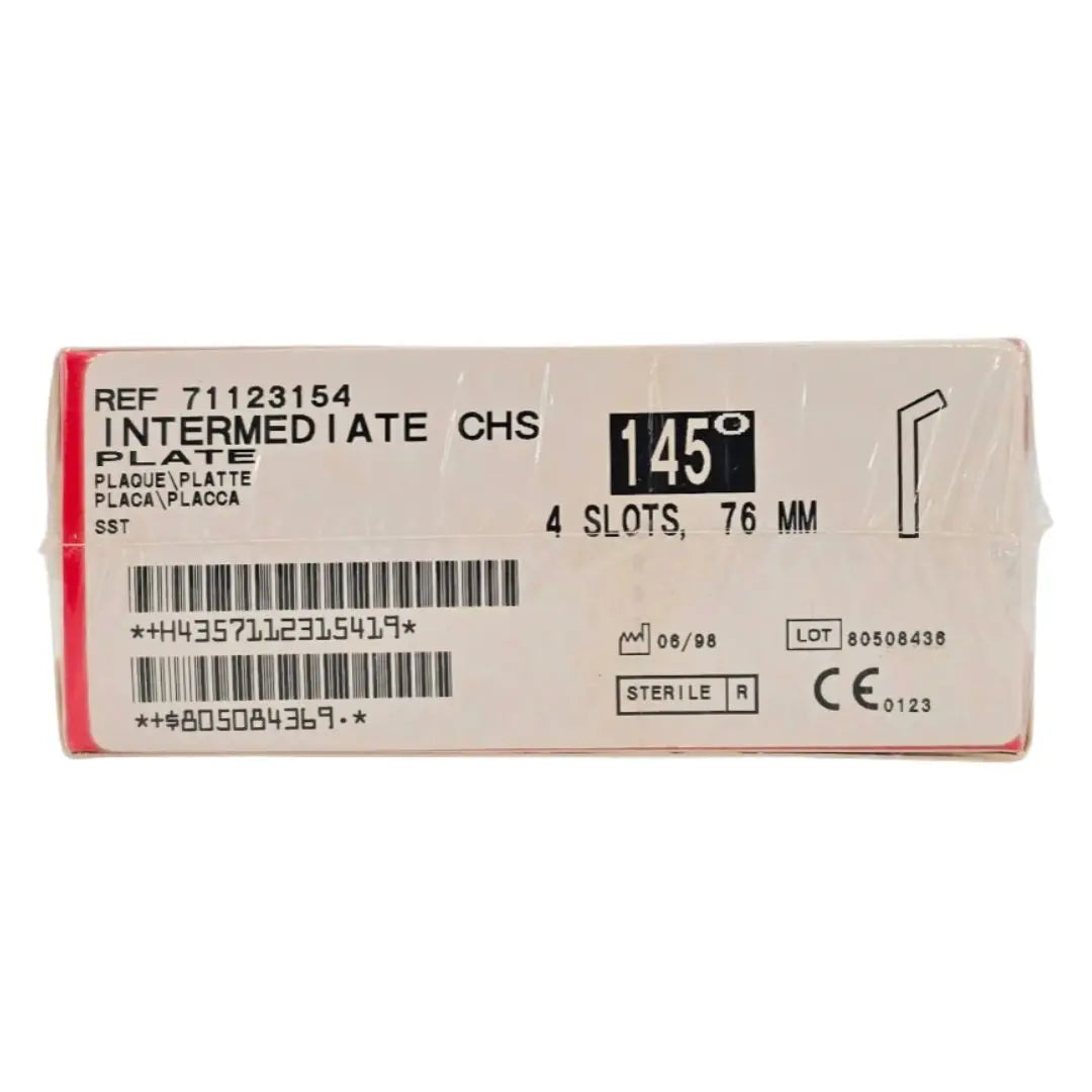 Smith & Nephew Richards 71123154 Intermediate Compression Hip Screw Plate 145° 76mm 4 Holes BX/1 Smith & Nephew Richards