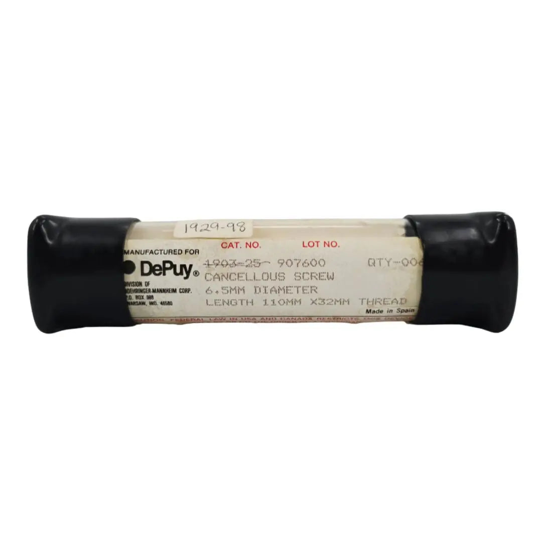 DePuy 1929-98 Cancellous Bone Screw 32mm Thread 6.5mm x 110mm PK/6 DePuy