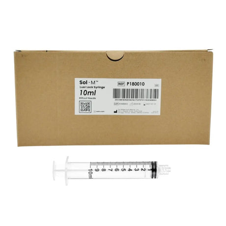 Sol-Millenium P180010 10 ml Luer Lock Syringe w/o Needle 100/Box Sol-Millennium