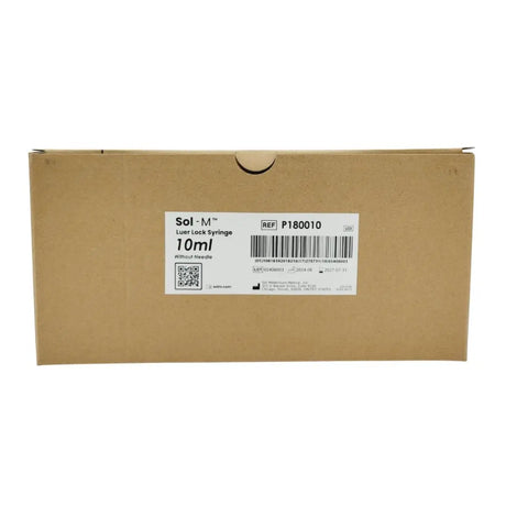 Sol-Millenium P180010 10 ml Luer Lock Syringe w/o Needle 100/Box Sol-Millennium