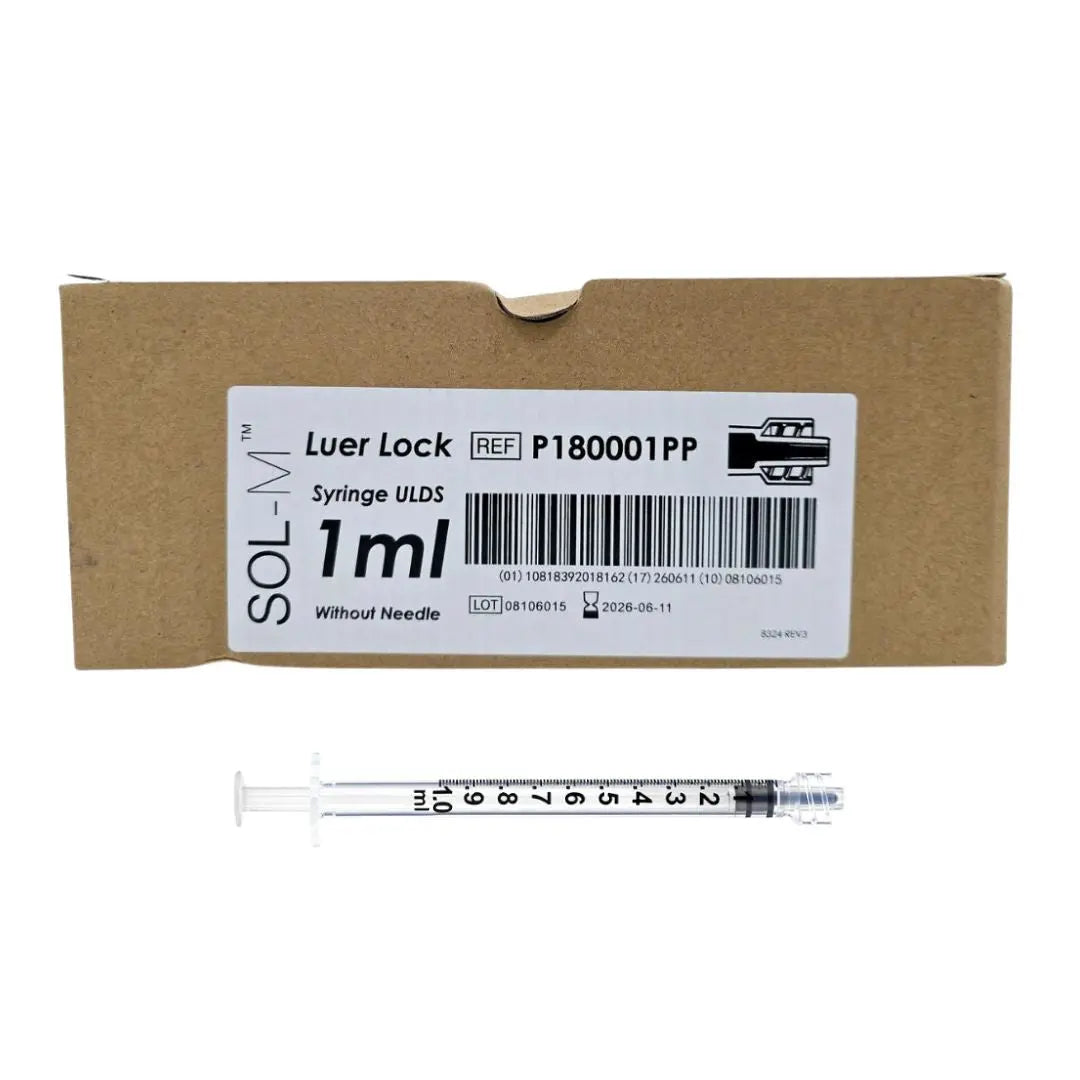 Sol-Millennium P180001PP 1ml Luer Lock Syringes w/o Needle 100/Box Sol-Millennium
