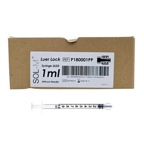Sol-Millennium P180001PP 1ml Luer Lock Syringes w/o Needle 100/Box Sol-Millennium