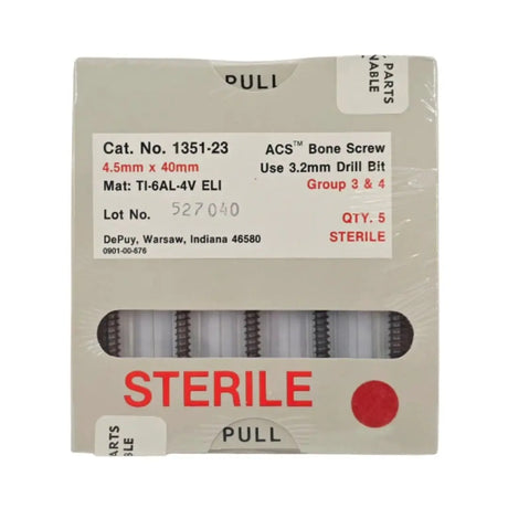 DePuy 1351-23 ACS Bone Screw 4.5mm x 40mm Titanium Orthopedic 5/PK DePuy