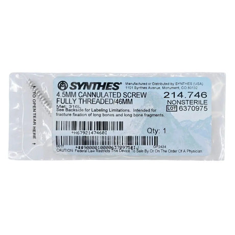 Synthes 214.746 4.5mm Cannulated Screw Fully Threaded/46mm Synthes