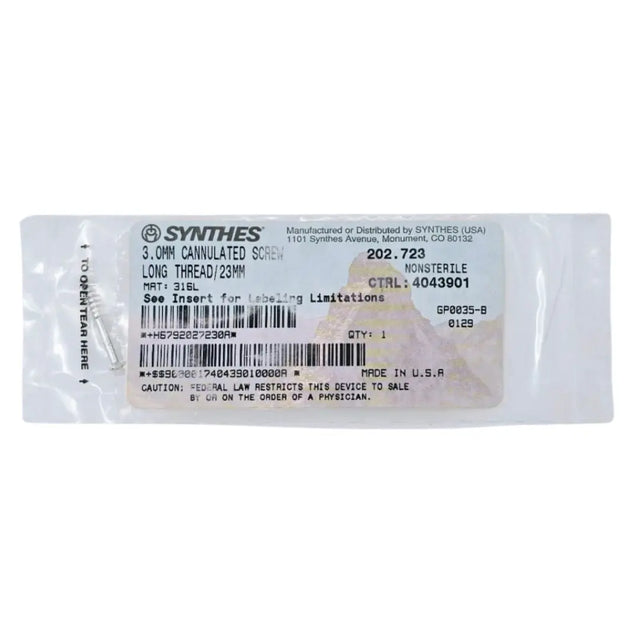 Synthes 202.723 3.0mm Cannulated Screw Long Thread/23mm Synthes