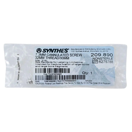 Synthes 209.890 7.3mm Cannulated Screw 32mm Thread/90mm Synthes