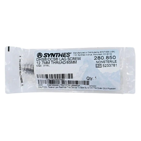 Synthes 280.850 DHS/DCS Lag Screw 12.7mm Thread/85mm Synthes