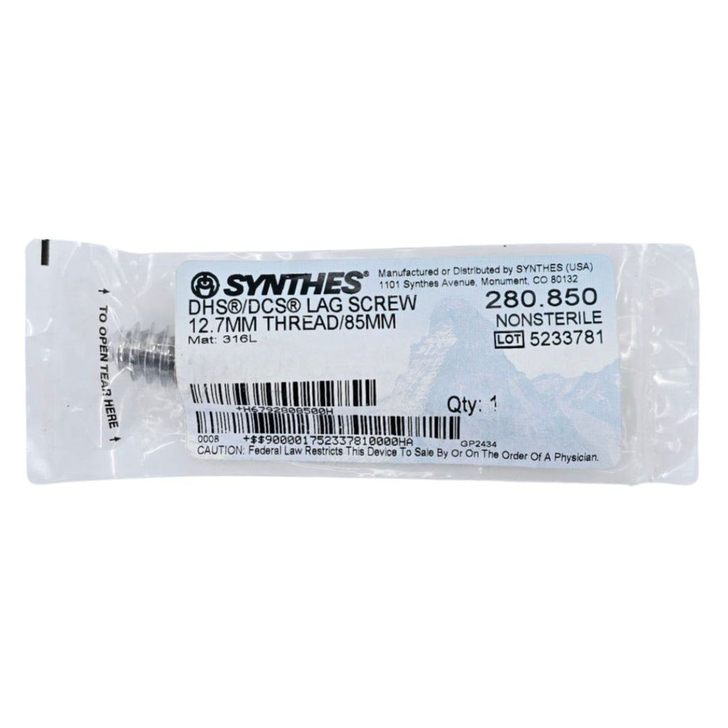 Synthes 280.850 DHS/DCS Lag Screw 12.7mm Thread/85mm