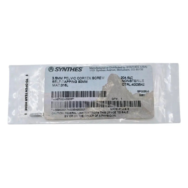 Synthes 204.690 3.5mm Pelvic Cortex Screw Self-Tapping 90mm Synthes
