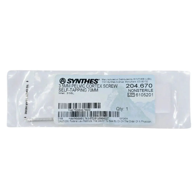 Synthes 204.670 3.5mm Pelvic Cortex Screw Self-Tapping 70mm Synthes