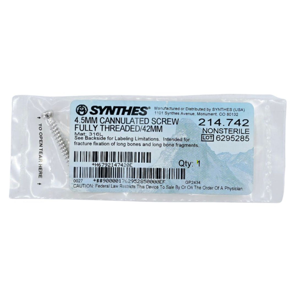 Synthes 214.742 4.5mm Cannulated Screw Fully Threaded/42mm