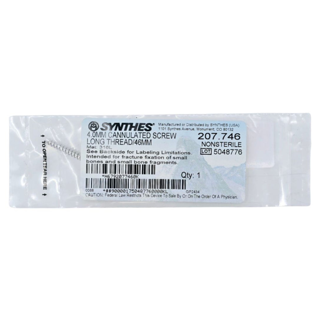 Synthes 207.746 4.0mm Cannulated Screw Long Thread/46mm