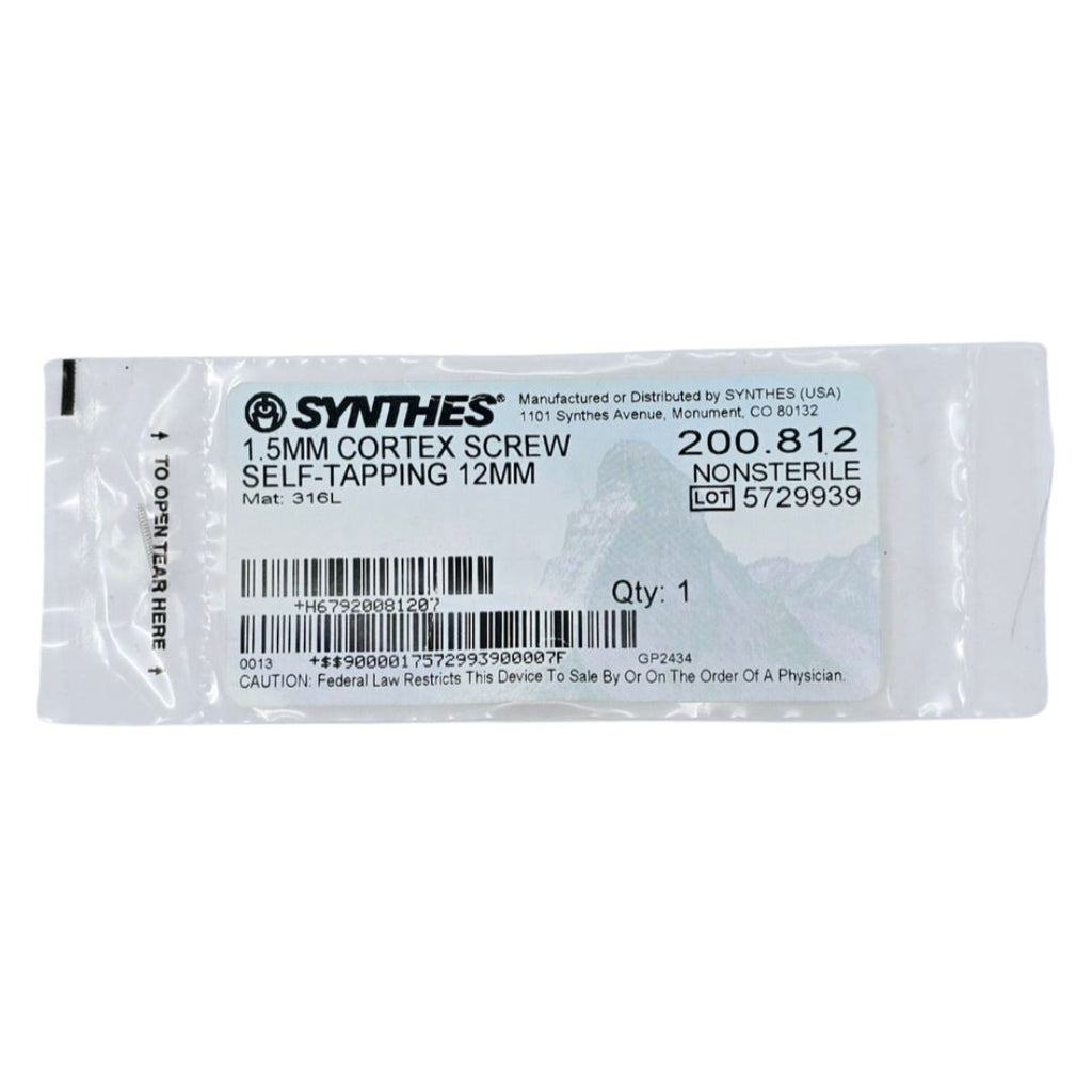 Synthes 200.812 1.5mm Cortex Screw Self-Tapping 12mm