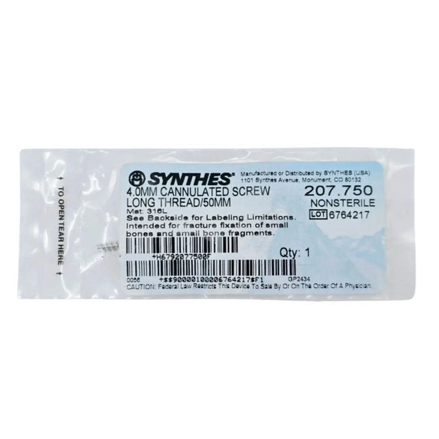 Synthes 207.750 4.0mm Cannulated Screw Long Thread 50mm Synthes