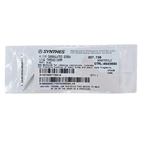 Synthes 207.736 4.0mm Cannulated Screw Long Thread 36mm Synthes