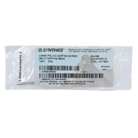 Synthes 204.655 3.5mm Pelvic Cortex Screw Self-Tapping 55mm Synthes