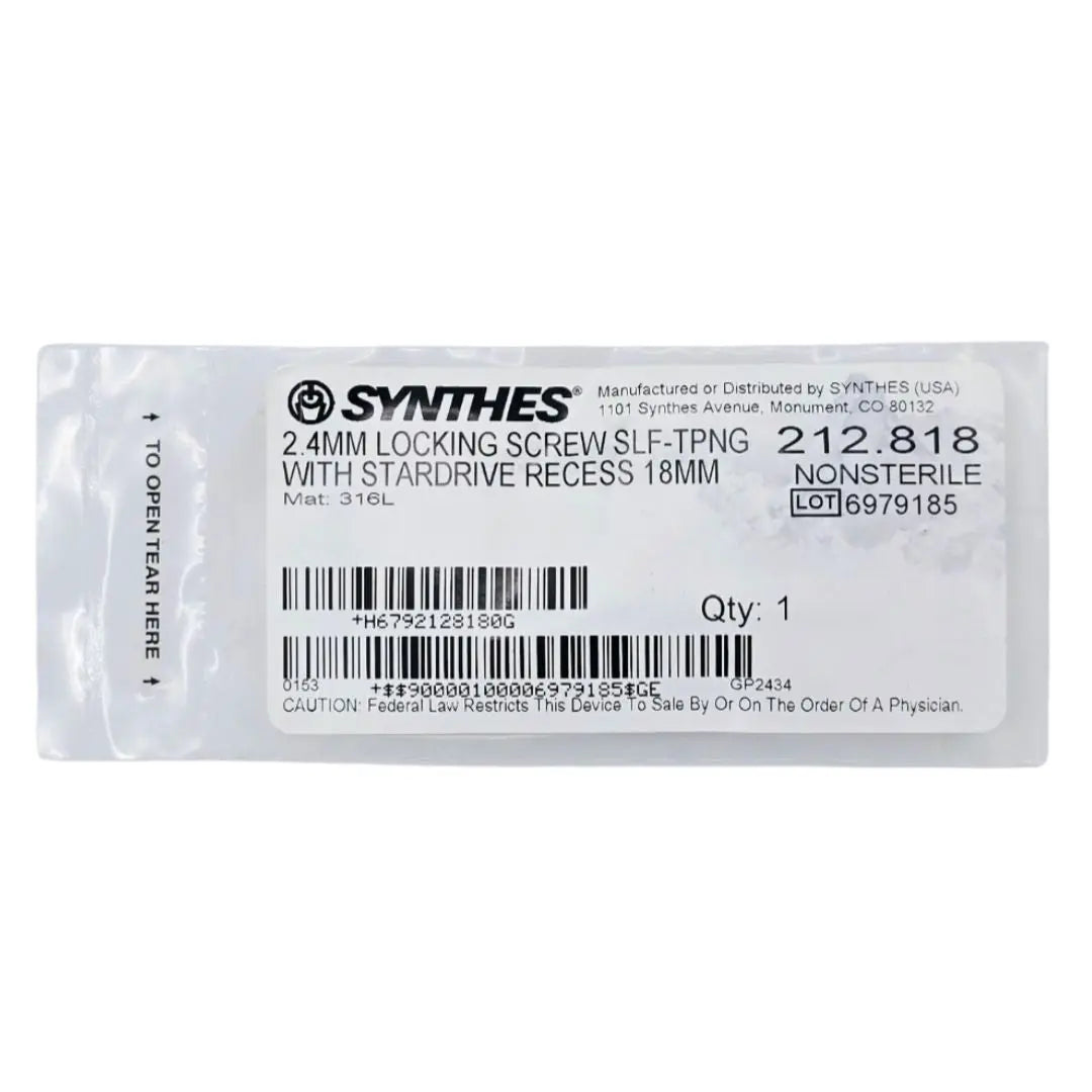 Synthes 212.818 2.4mm Locking Screw Self-Tapping with Stardrive Recess 18mm Synthes