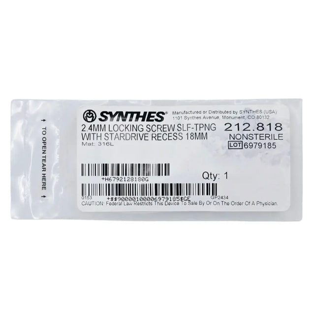 Synthes 212.818 2.4mm Locking Screw Self-Tapping with Stardrive Recess 18mm Synthes