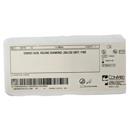 ConMed Linvatec E6110 E9000 Fine Round Diamond Bur 1.0mm x 38mm ConMed