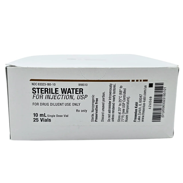 Fresenius Kabi Sterile Water for Injection, USP - 10 mL Vials, Box of 25 (NDC 63323-185-10) - New Fresenius Kabi