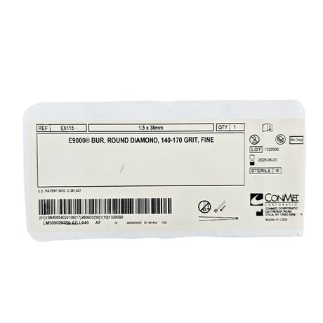 ConMed Linvatec E6115 E9000 Fine Round Diamond Bur 1.5mm x 38mm ConMed