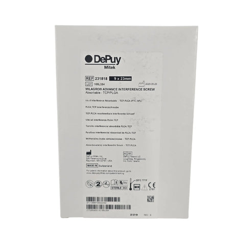 DePuy Mitek 231818 MILAGRO ADVANCE Interference Screw – 9mm x 23mm Biocryl Rapide DePuy Mitek
