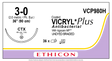 Ethicon Vicryl Plus VCP980H Suture - Size 3-0, 36" Undyed Braided, Absorbable (Box of 36) Ethicon