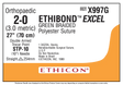 Ethicon Ethibond X997G Suture - Green Braided Polyester, Nonabsorbable (Box of 12) Ethicon