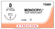 Ethicon Monocryl Y340H Suture - Violet Monofilament Poliglecaprone 25, Absorbable (Box of 36) Ethicon