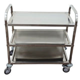 Stainless Steel 3-Shelf Medical Utility Cart 34x18x30 Rolling Primis Medical