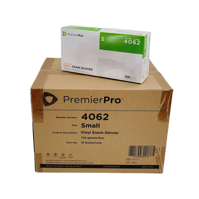 PremierPro Platinum Stretch Vinyl Exam Gloves 4062 Small 1000/CS PremierPro