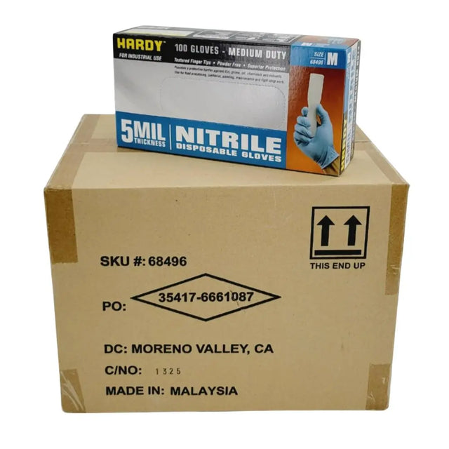 Hardy 5MIL Nitrile Disposable Gloves Medium for Industrial Use 1000/CS Hardy