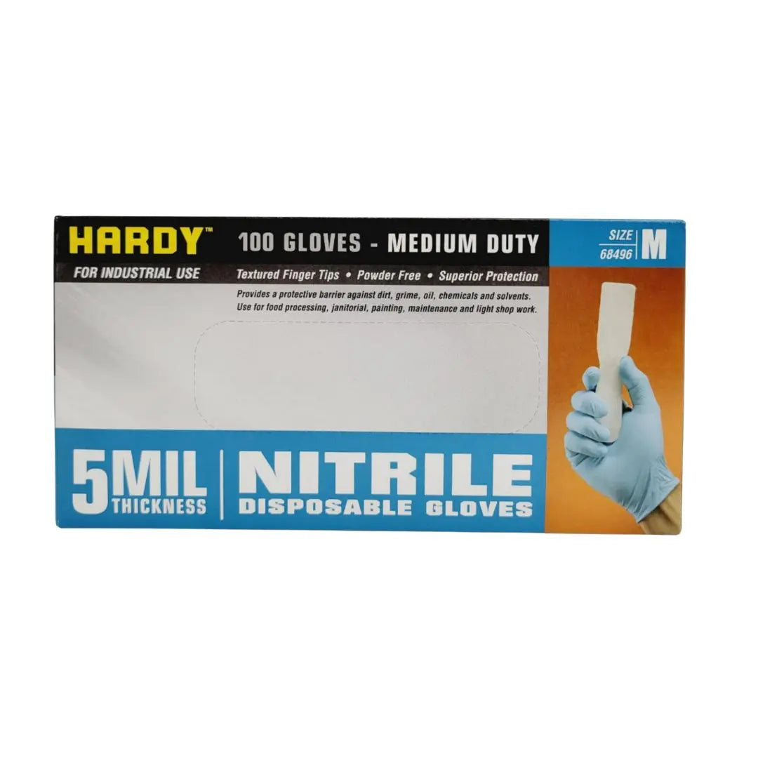 Hardy 5MIL Nitrile Disposable Gloves Medium for Industrial Use 1000/CS Hardy