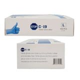 Powder Free Blue Nitrile Exam Gloves Large Stop C-19 Latex Free 1000/CS Stop C-19