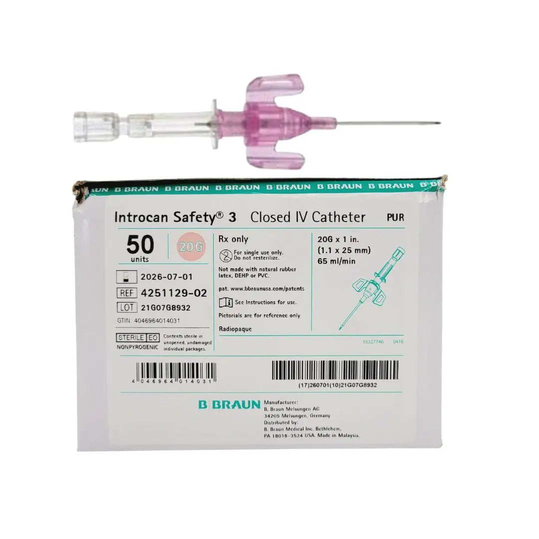 B Braun 4251129-02 Introcan Safety 3 20G Closed IV Catheter Box of 50 B Braun Medical, Inc.