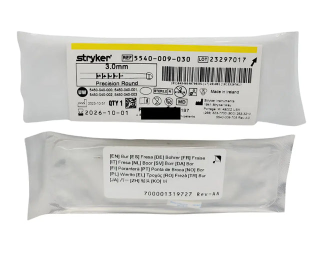 Stryker 5540-009-030 Precision Round Bur 3.0mm Orthopedic Stryker