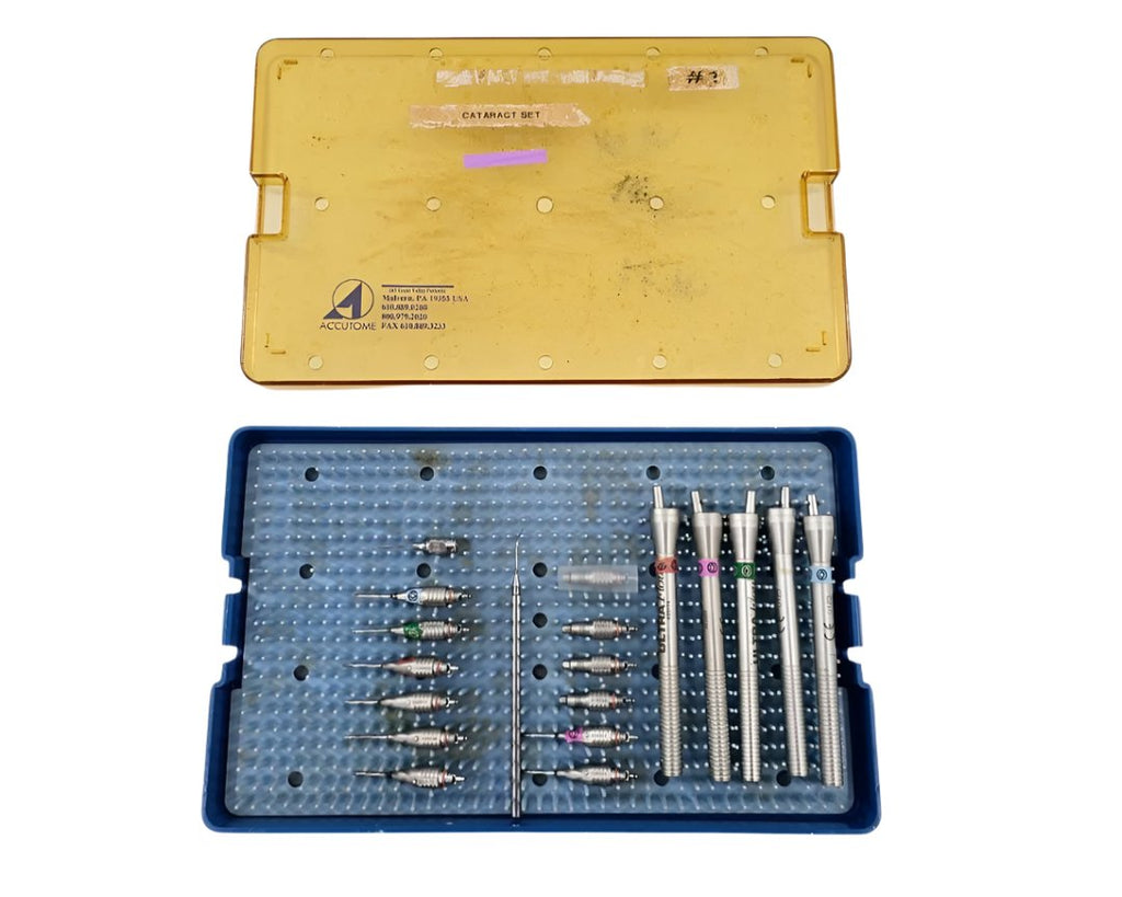 Alcon Ultraflow Handpieces (5) & Assorted Tips 20-Piece Cataracts Set w/ Case