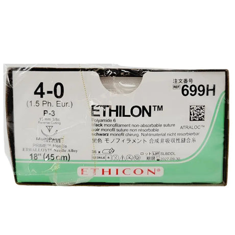 Ethicon 699H 4-0 Black Monofilament Nylon, Nonabsorbable Surgical Suture Ethicon