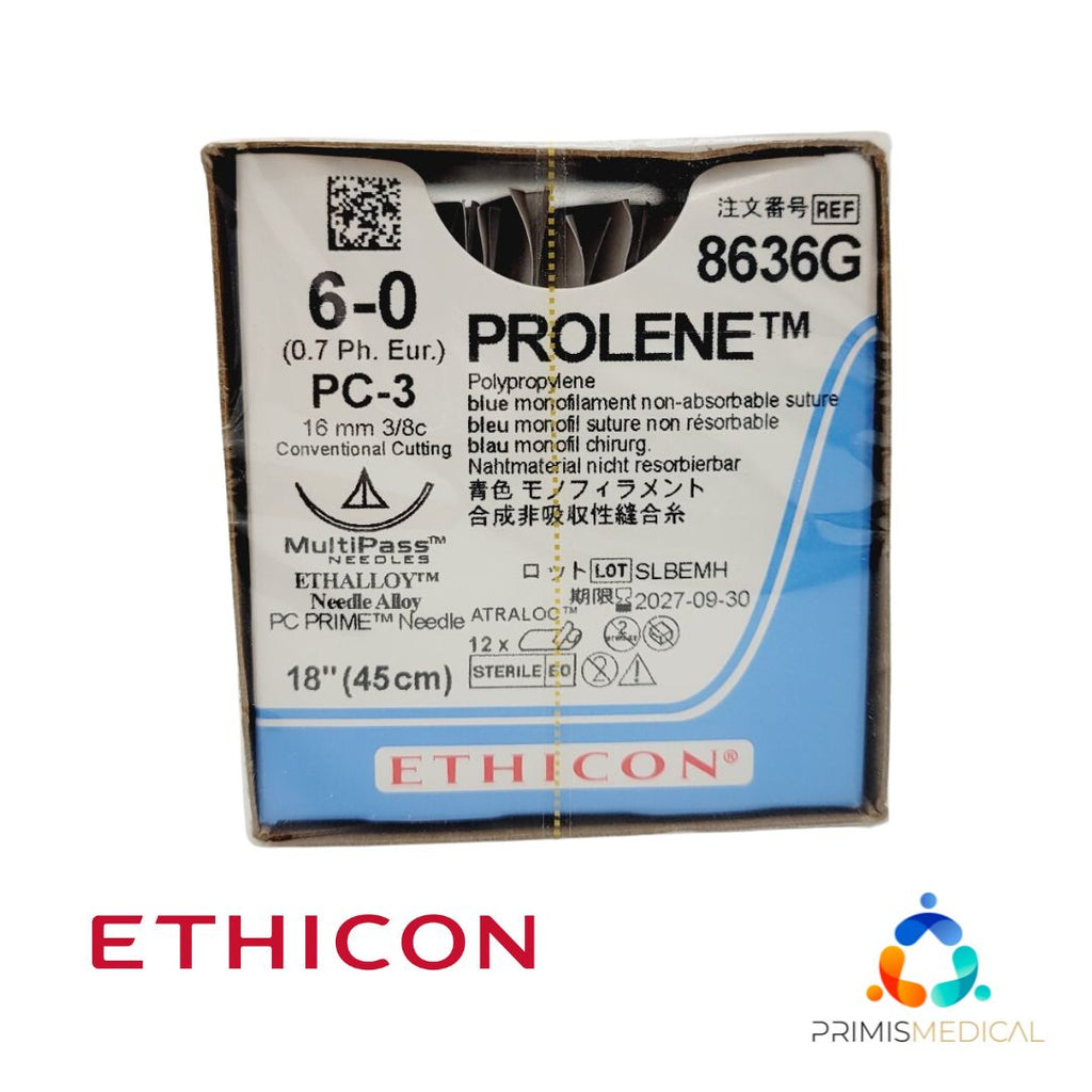 Ethicon PROLENE 8636G 6-0 PC-3 16mm Polypropylene 18", Box of 12