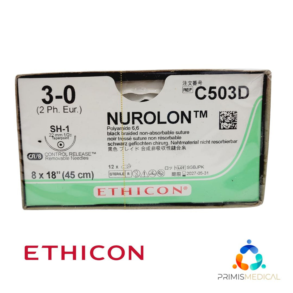 Ethicon NUROLON C503D 3-0 SH-1 22mm Polyamide 6,6 18", Box of 12