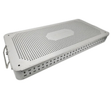 Case Medical Instrument Sterilization Tray w/ Lid Perforated 23x11x3 Primis Medical
