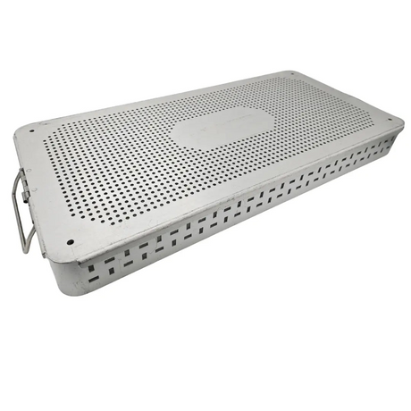 Case Medical Instrument Sterilization Tray w/ Lid Perforated 23x11x3 Primis Medical